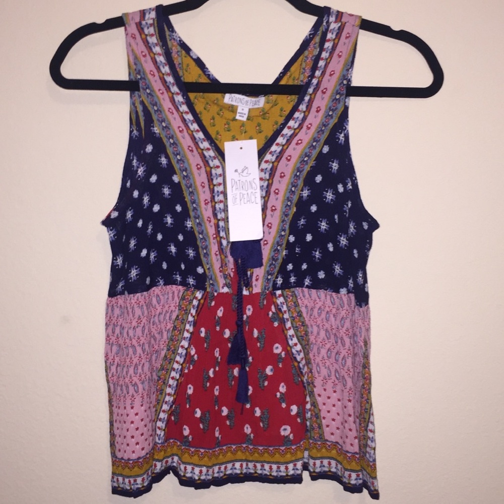 NWT Anthropologie Patrons of Peace Patchwork Tank Red